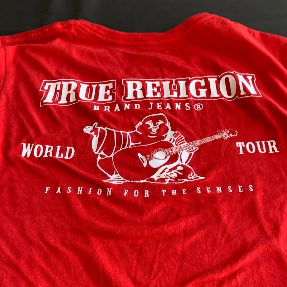 True Religion Red Crewneck Horseshoe Logo Graphic Tee Shirt Men’s Medium
